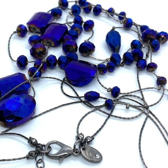 CHARMING CHARLIE Double Strand Midnight Blue Long Necklace - Picture 2 of 8